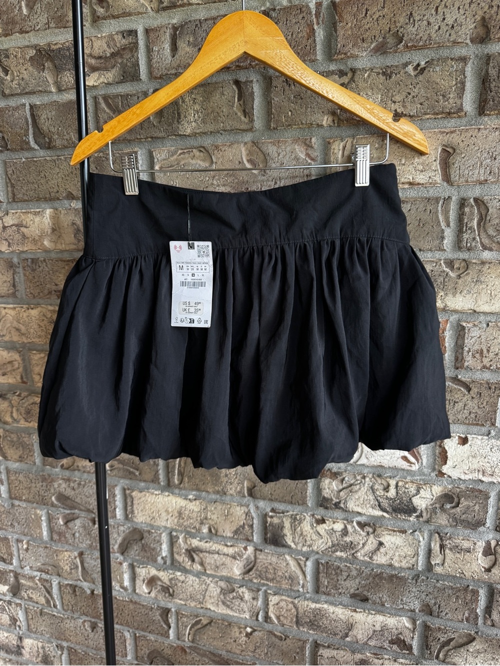 Zara Black Bubble Hem Mini Skort Size M NWT Balloon Puff Skirt With Shorts - Picture 8 of 12